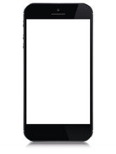 smartphone in iphone style. Cell phone Black cell phone with blank touch screen isolated on white background. Blank display - stock vector illustration.