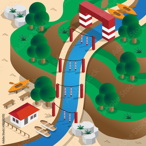Fotografía Slalom Kayak. Isometric. Vector illustration.