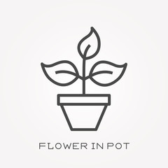 Sticker - Line icon flower in pot