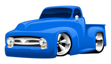 Classic American Hot Rod Pick-up Truck Cartoon Vector Illustration