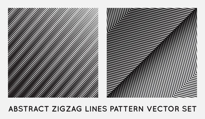 Wall Mural - set of oblique edgy zigzag lines pattern in vector