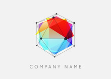 Geometric Shapes Unusual And Abstract  Vector Logo. Polygonal Colorful Logotypes.
