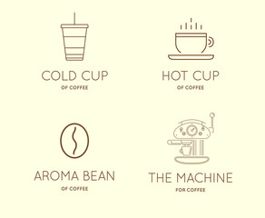 Wall Mural - Set of Vector Coffee Accessories Icons with Letter Sign can be used as Logotype