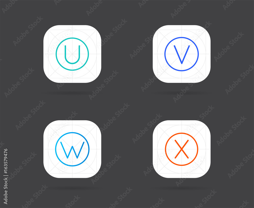 Set of App Icon Template with Guidelines. Vector Fresh Colour Stock ...