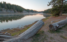 Sunset At Otter Creek Camp Site At Yellowstone River In Yellowstone National Park In Wyoming USA