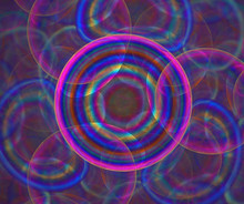 Dark Abstract Background With Circles Of Different Colors Texture. Rainbow Shutter In The Center, Fractal Pattern.
