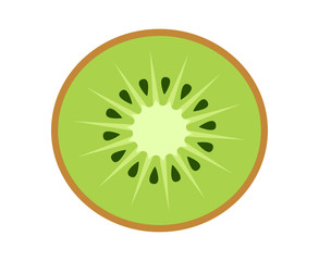 kiwi fruit, kiwifruit or chinese gooseberry half cross section flat color vector icon for food apps 