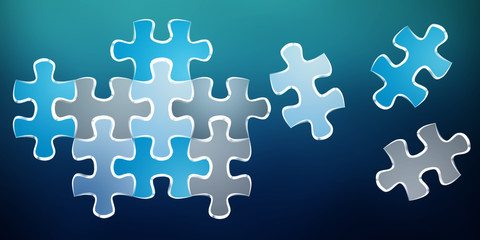 Poster - Hand-drawn puzzle pieces game sketch