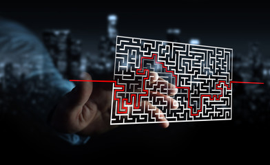 Poster - Businessman searching solution of a complicated maze