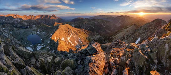 Poster - Panorama of Tatra mountain at sunset