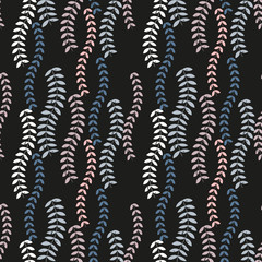 Aufkleber - Vector floral seamless pattern with stylized twigs and leaves in retro style.