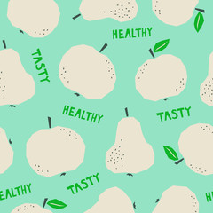 Fototapete - seamless pattern with apples and pears