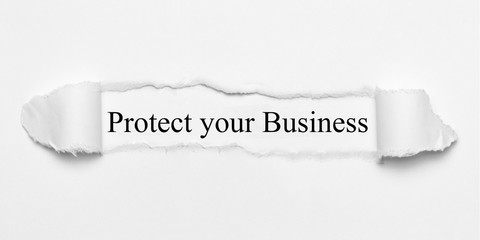 Wall Mural - Protect your Business on white torn paper