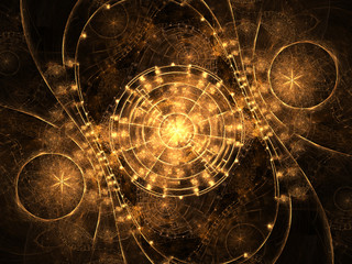 Wall Mural - Yellow fractal watch, digital artwork for creative graphic design