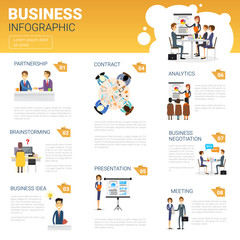  Business Infographics Set With Copy Space For Presentation Meeting Seminar Concept Flat Vector Illustration