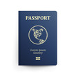 © PikePicture - Passport With Map. Realistic Vector Illustration. Blue Passport With Globe. International Identification Document. Front Cover. Isolated