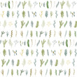 Floral seamless pattern with hand drawn pine and fir trees twigs and leaves.