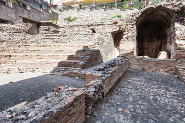 Poster - ruins of roman amphitheater Odeon in Taormina