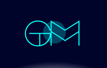 gm g m blue line circle alphabet letter logo icon template vector design