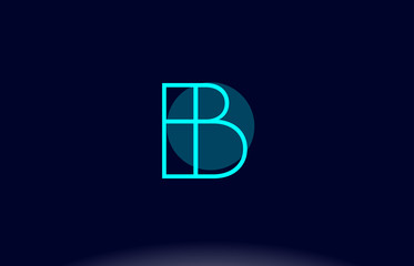 b blue line circle alphabet letter logo icon template vector design