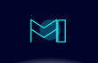 mi m i blue line circle alphabet letter logo icon template vector design