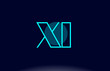 xi x i blue line circle alphabet letter logo icon template vector design
