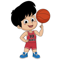 Wall Mural - kid playing basketball.vector and illustration.