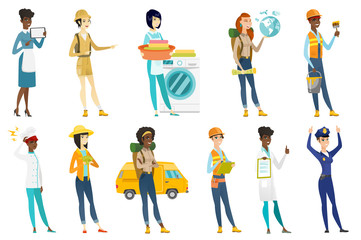 Wall Mural - Professional women vector illustrations set.