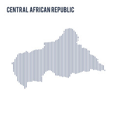 Vector abstract hatched map of Central African Republic with vertical lines isolated on a white background.