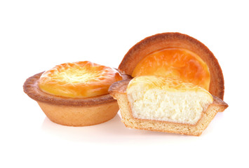 Wall Mural - freshly baked Hokkaido cheese tarts isolated on white background