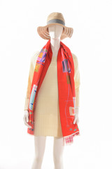 Wall Mural - female sundress clothing with hat and scarf on mannequin

