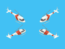 Helicopter Four Views Isometric Vector