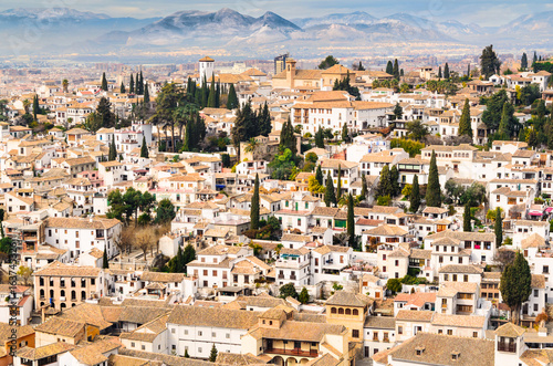 Naklejka samoprzylepna Panoramiczny widok miasta Granada z góry, andaluzja, Hiszpania