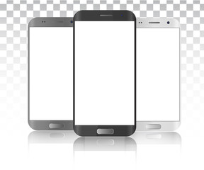 Wall Mural - realistic smartphone white, gray and black cellphone.