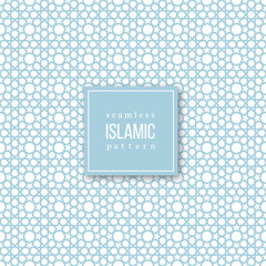 Wall Mural - Seamless pattern in islamic traditional style. Blue and white colors. Vector illustration.