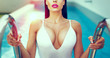 © sakkmesterke - Sexy wet woman with big titis at swimming pool