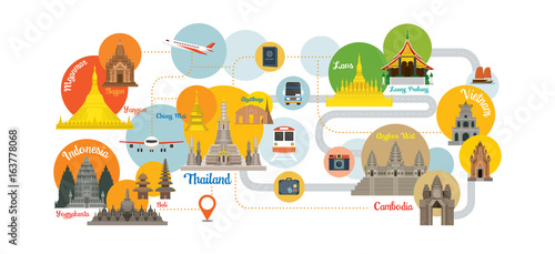 Fotomural Southeast Asia Travel Infographic
