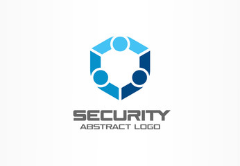 Wall Mural - Abstract logo for business company. Corporate identity design element. Guard, shield, secure agency logotype idea. concept. Technology protection, security, safety concept. Colorful Vector icon