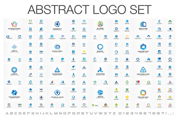abstract business logo set. corporate identity design elements. network connect, integrate, grow con