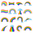 Rainbow icon cartoon flat set