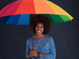 Poster - african american woman holding a colorful umbrella