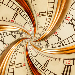Wall Mural - antique old clock abstract fractal double spiral. surreal spiral clock watch abstract texture fracta