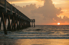 Sunrise Over Atlantic Ocean At Florida Peer