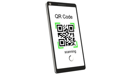 Wall Mural - 
QR Code scanning with modern touchscreen smartphone - isolated on white