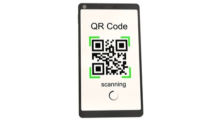 Wall Mural - 
QR Code scanning with modern touchscreen smartphone - isolated on white