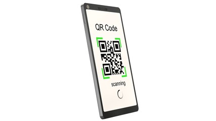 Wall Mural - 
QR Code scanning with modern touchscreen smartphone - isolated on white