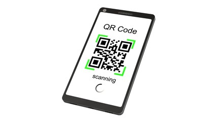 Wall Mural - 
QR Code scanning with modern touchscreen smartphone - isolated on white