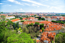 Panorama Of Prague With Blue Sky