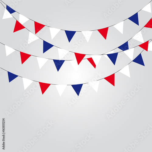 Fotografía Garlands of red white blue flags. Vector illustration