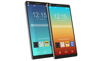 Wall Mural - modern touchscreen smartphone isolated on white